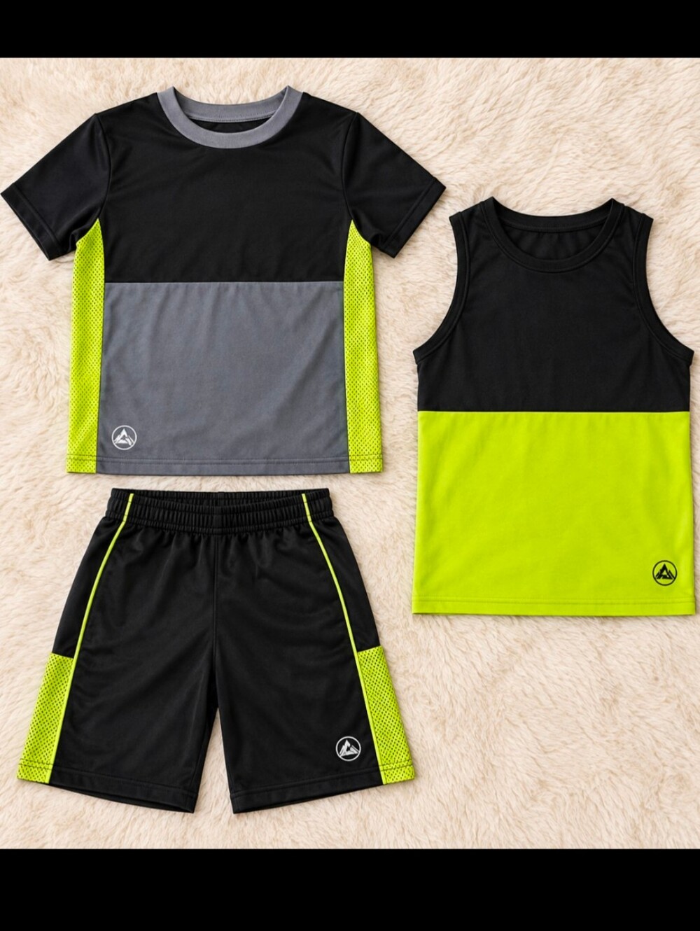 Body Glove Little Boys Size 5 Athletic 3-Piece Set - Black, Gray & Neon